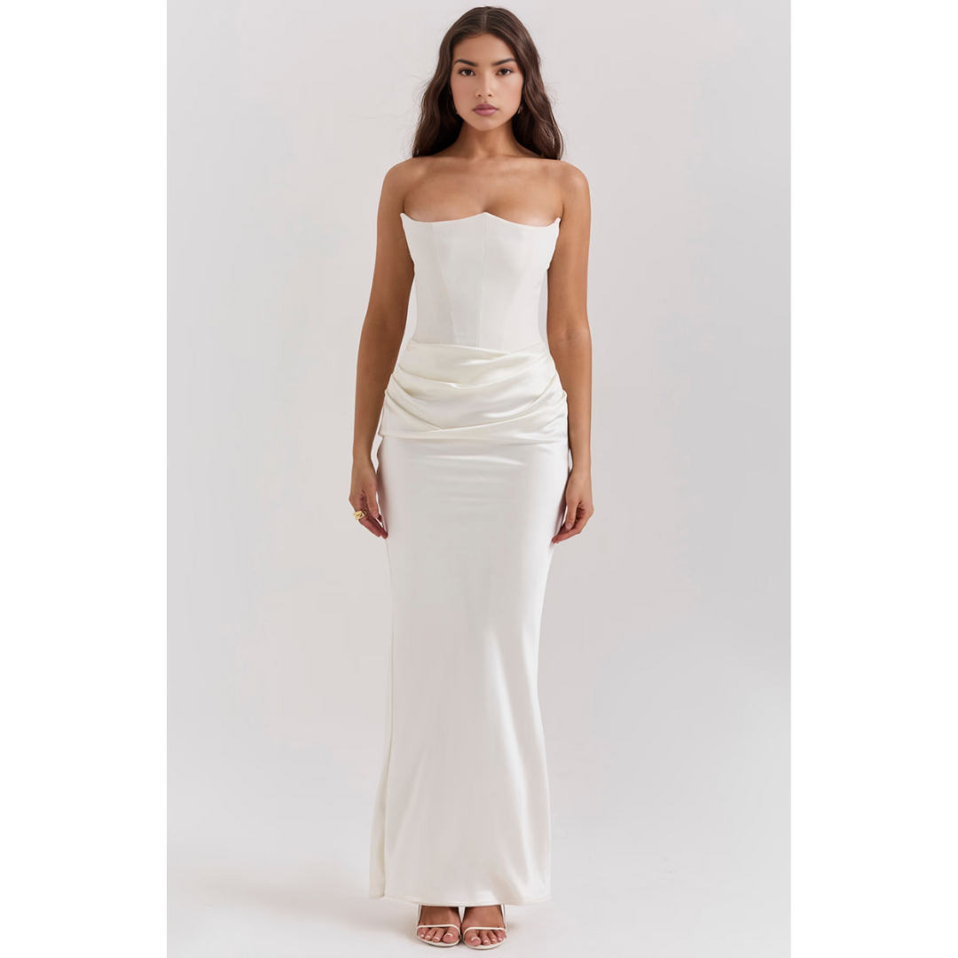 Dam Maxi Dress | Strapless & Fishtail Cut | Satin & Fitted | Summer Party