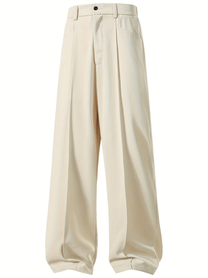 Men's Wide Trousers | Casual Loose Fit | Pleated & Stylish | Perfect for Work & Office