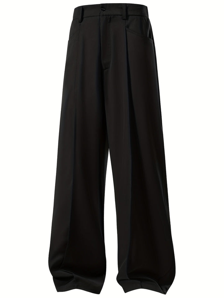 Men's Wide Trousers | Casual Loose Fit | Pleated & Stylish | Perfect for Work & Office