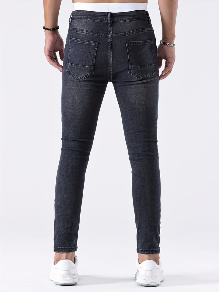 Men's Slim Fit Jeans | Distressed & Washed | Medium Stretch | Classic Denim