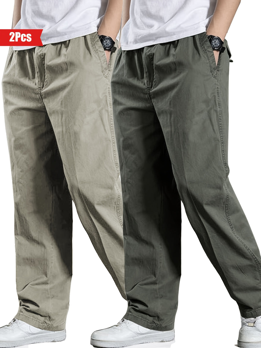 Men's Set of 2 Trousers | 100% Cotton & Loose Fit | Outdoor & Casual Clothing
