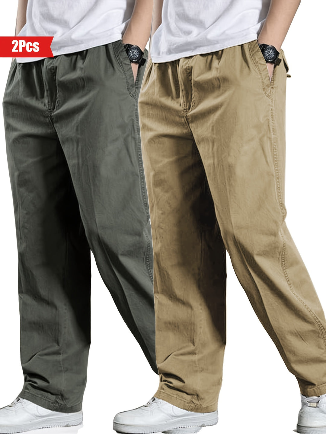 Men's Set of 2 Trousers | 100% Cotton & Loose Fit | Outdoor & Casual Clothing