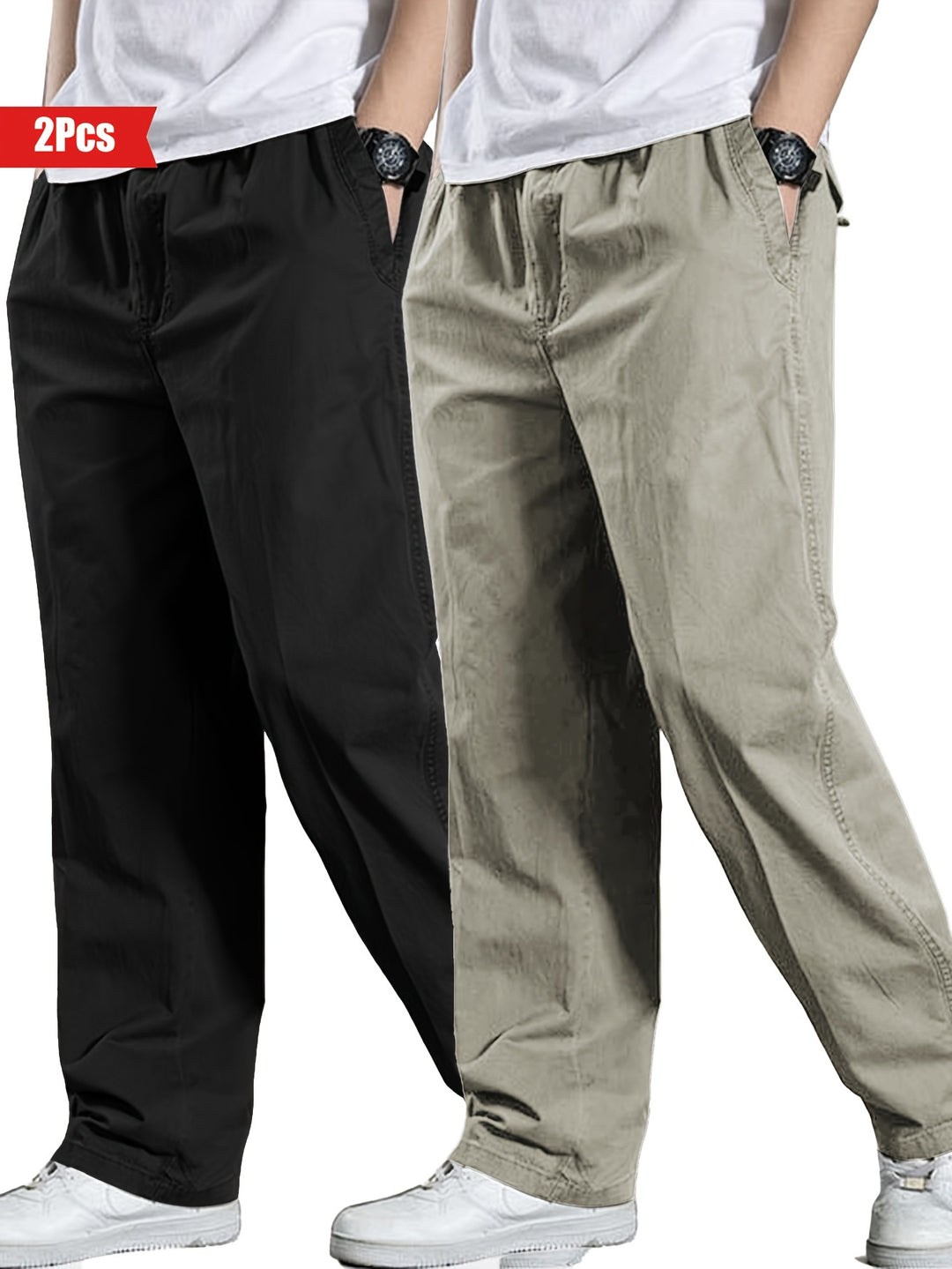 Men's Set of 2 Trousers | 100% Cotton & Loose Fit | Outdoor & Casual Clothing