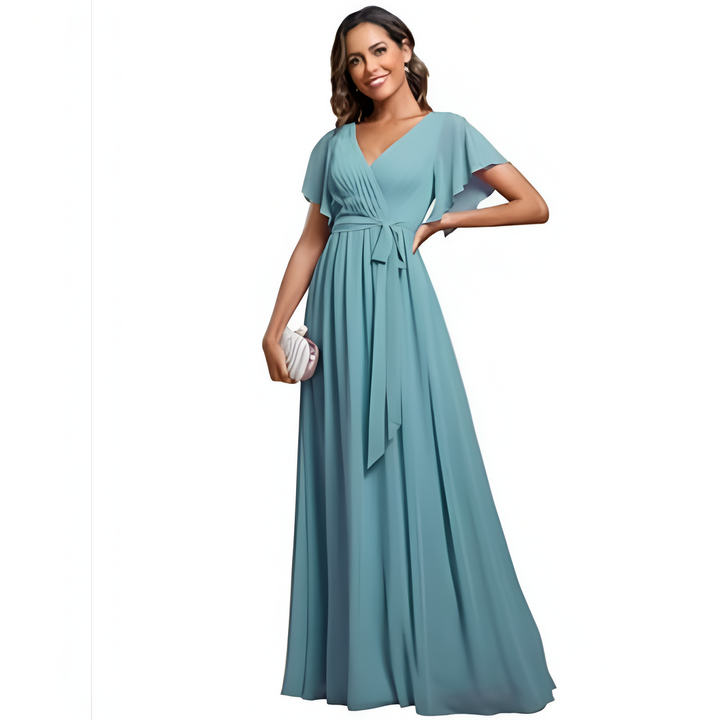 Women Maxi Dress | V-Neck & A-Line | Short Sleeved | Elegant & Comfortable