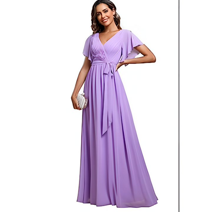 Women Maxi Dress | V-Neck & A-Line | Short Sleeved | Elegant & Comfortable