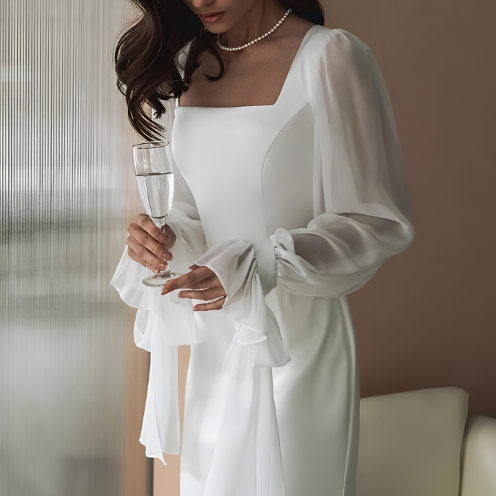 Women Maxi Dress | Square Neckline | White & Stylish | Versatile Design