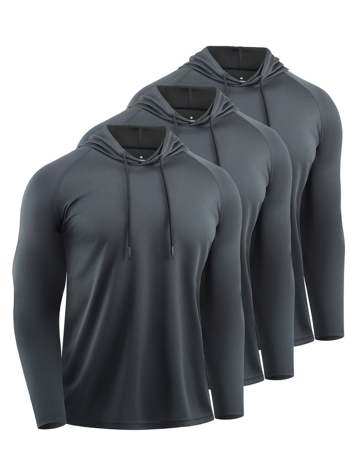 Men's Hoodies (3-Pack) | Quick-Drying & Breathable | Sport Style with Hood | Polyester