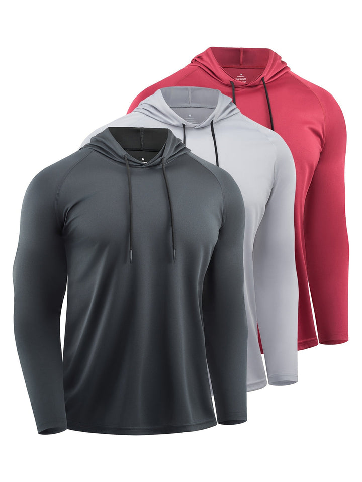 Men's Hoodies (3-Pack) | Quick-Drying & Breathable | Sport Style with Hood | Polyester
