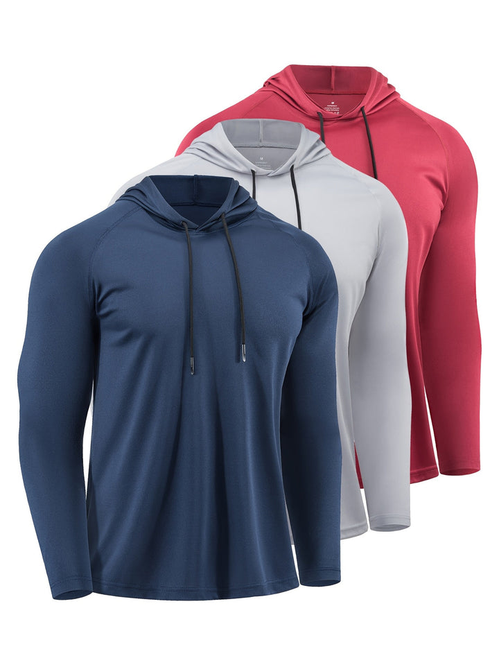 Men's Hoodies (3-Pack) | Quick-Drying & Breathable | Sport Style with Hood | Polyester