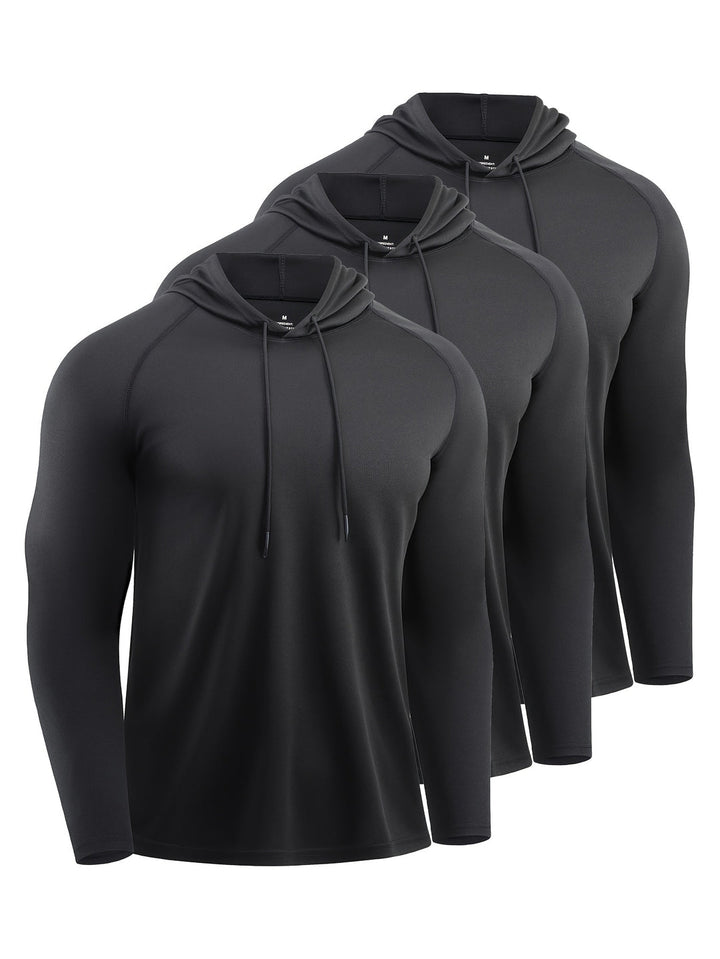 Men's Hoodies (3-Pack) | Quick-Drying & Breathable | Sport Style with Hood | Polyester
