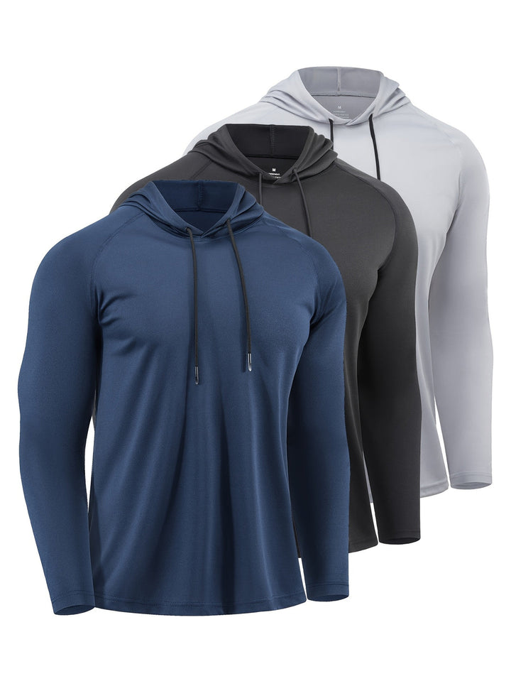 Men's Hoodies (3-Pack) | Quick-Drying & Breathable | Sport Style with Hood | Polyester