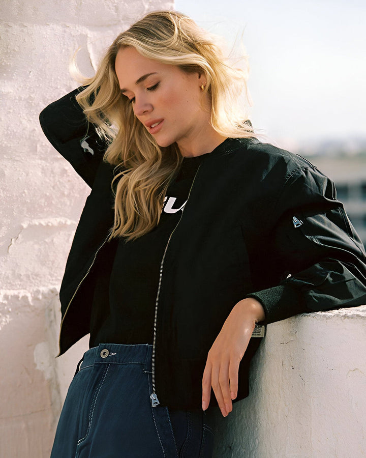 Women's Bomber Jacket | Slim & Thin | Stand Collar with Zip | Sporty Autumn Jacket