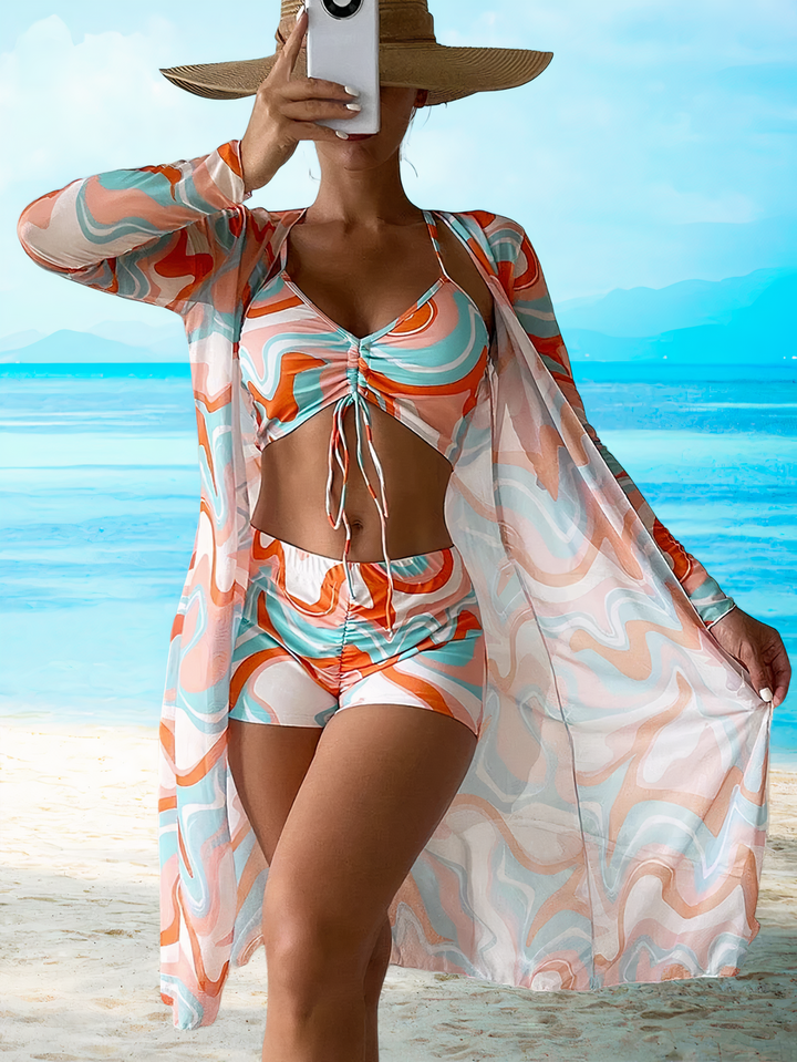Women's Bikini Set | High Waist | Floral Print | 3-Piece Swimsuit