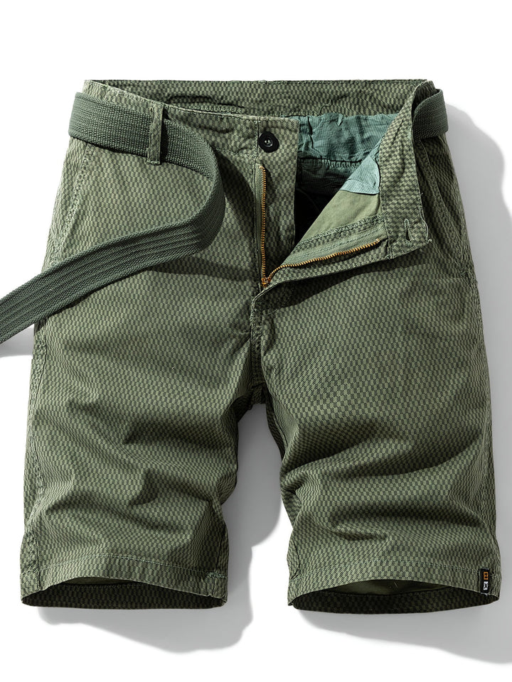 Men's Casual Cotton Blend Cargo Shorts | Striped Pattern | Regular Fit