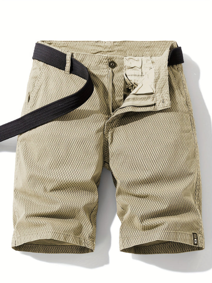 Men's Casual Cotton Blend Cargo Shorts | Striped Pattern | Regular Fit