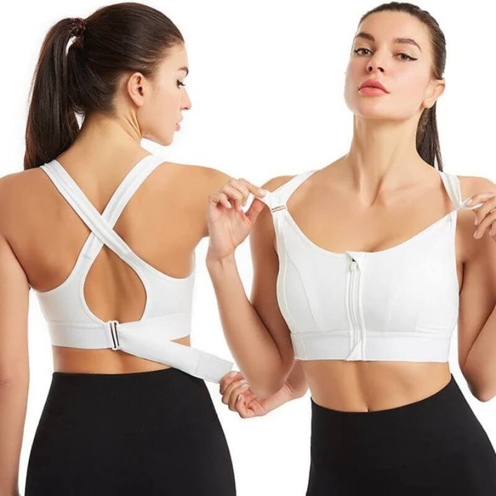 Sports Bra for Women | Front Zip | Adjustable Straps | Shock Absorbing | Push-up Effect
