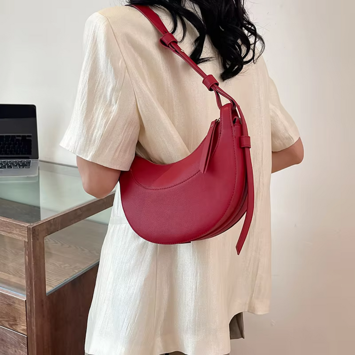 Women's Handbag | Half-Moon Shaped Crossbody | Retro & Luxurious Design | PU Leather