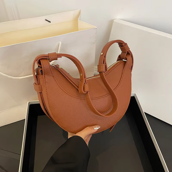 Women's Handbag | Half-Moon Shaped Crossbody | Retro & Luxurious Design | PU Leather