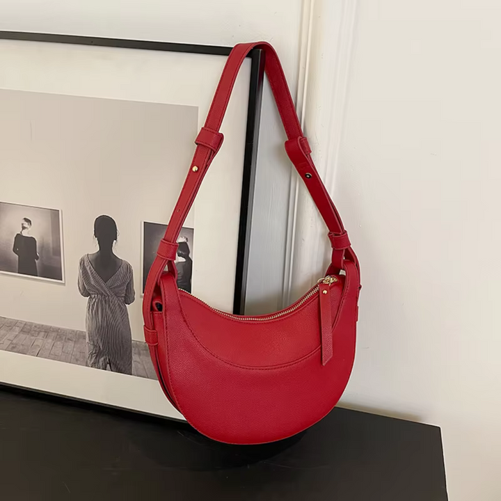 Women's Handbag | Half-Moon Shaped Crossbody | Retro & Luxurious Design | PU Leather