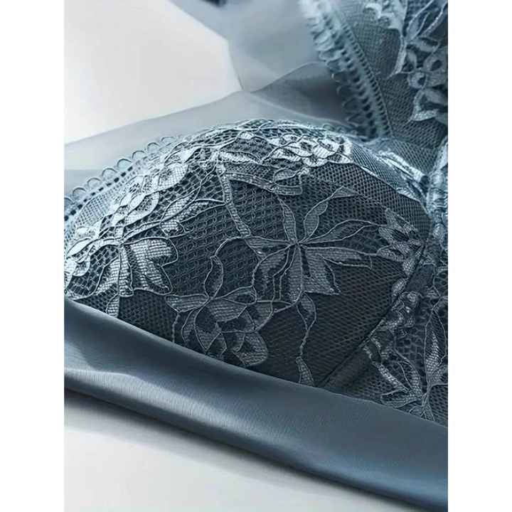 Lace Bra for Women | Deep V-Neck | Push-up Effect | Ice Silk | Comfortable & Elegant