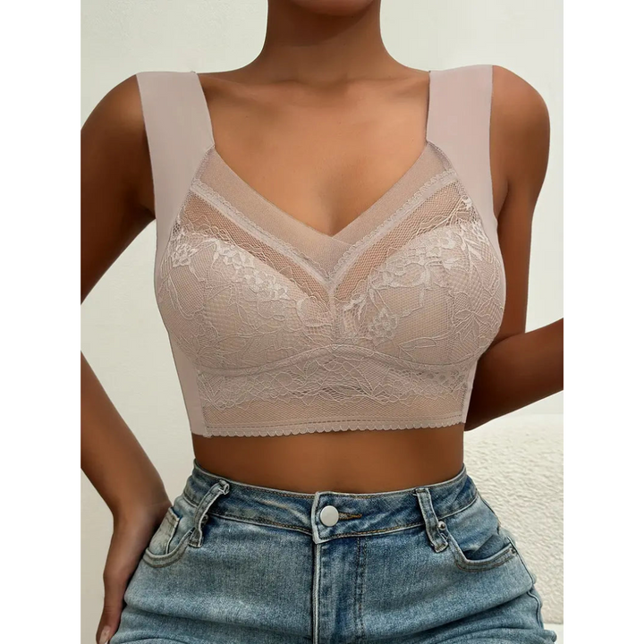 Lace Bra for Women | Deep V-Neck | Push-up Effect | Ice Silk | Comfortable & Elegant