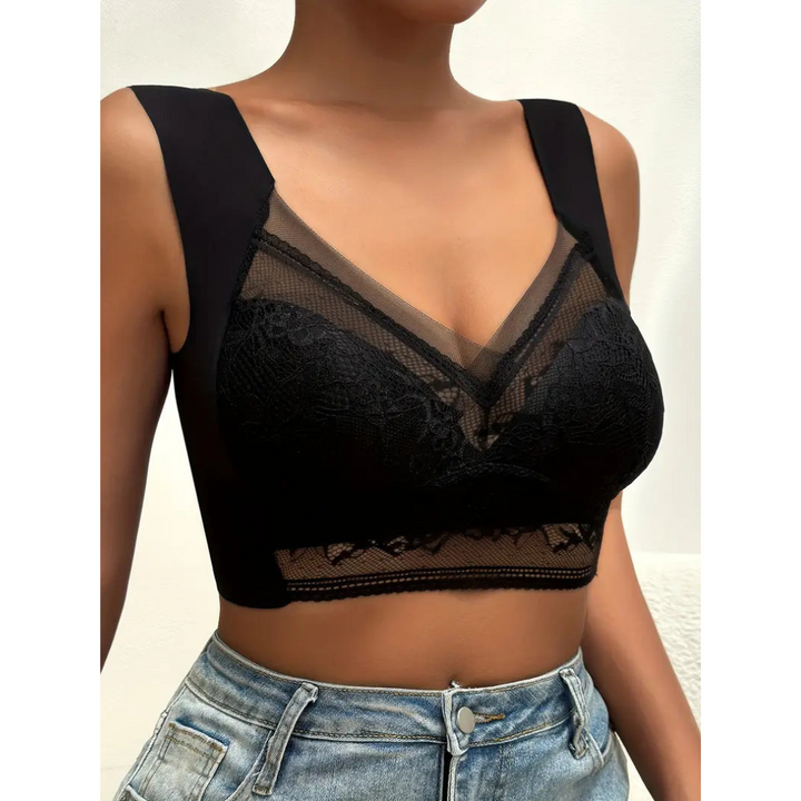 Lace Bra for Women | Deep V-Neck | Push-up Effect | Ice Silk | Comfortable & Elegant