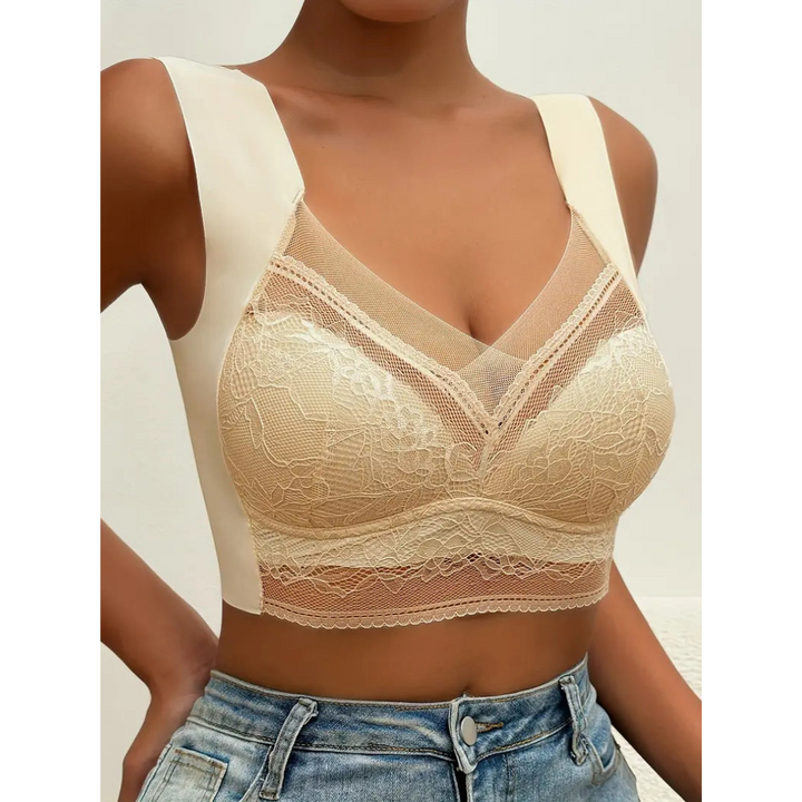 Lace Bra for Women | Deep V-Neck | Push-up Effect | Ice Silk | Comfortable & Elegant