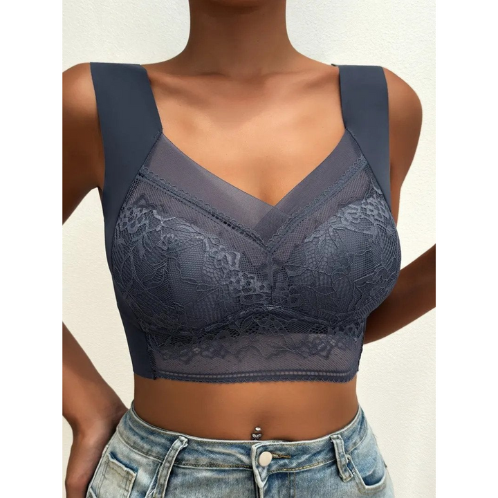 Lace Bra for Women | Deep V-Neck | Push-up Effect | Ice Silk | Comfortable & Elegant