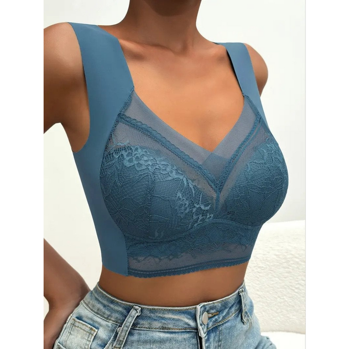Lace Bra for Women | Deep V-Neck | Push-up Effect | Ice Silk | Comfortable & Elegant