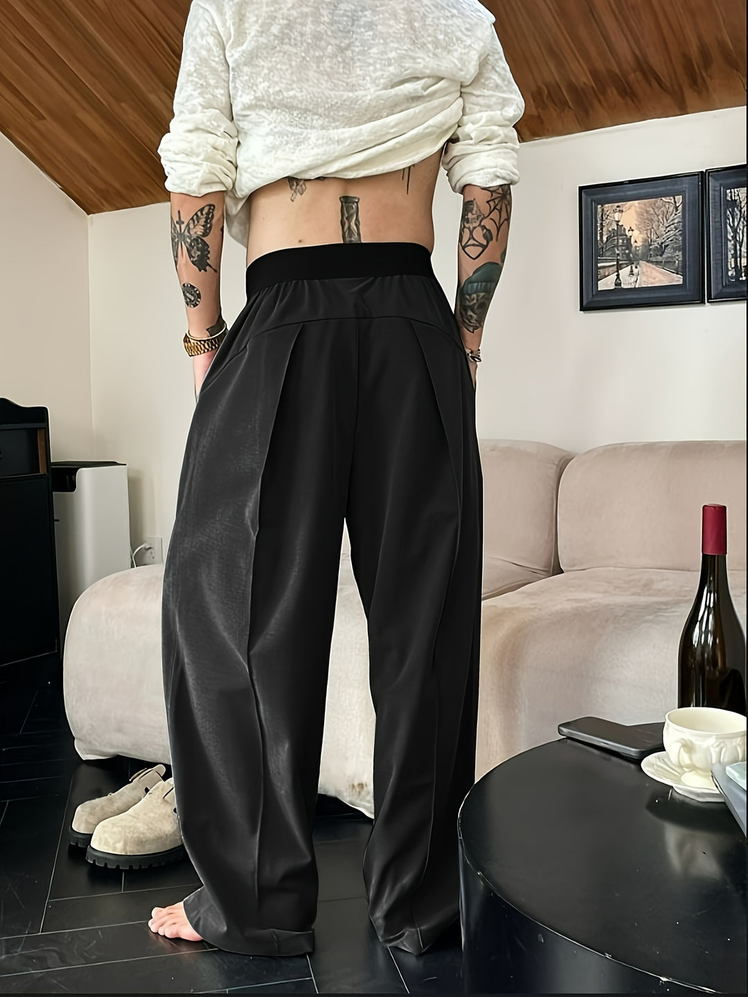 Men's Pants | Relaxed Fit | Elastic Waistband | Contrasting Colors