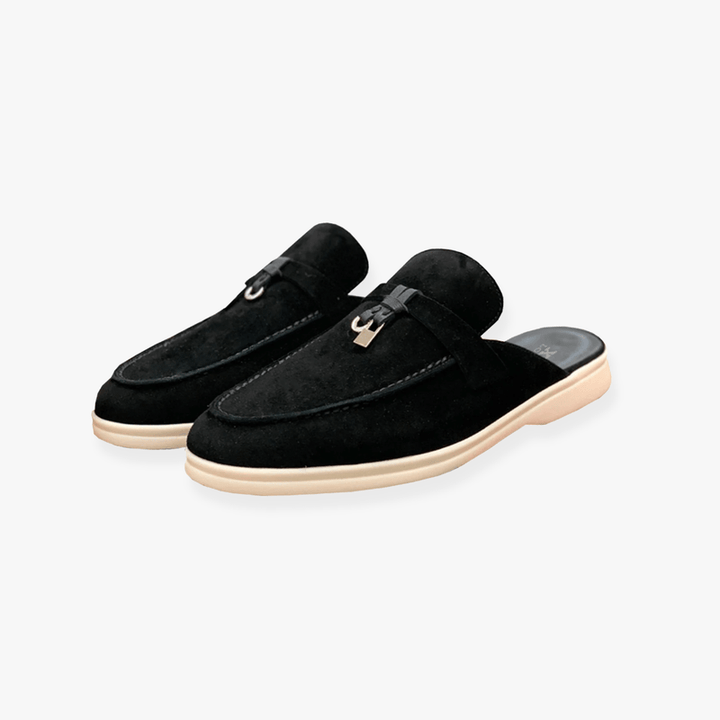 Women's Mules | Slip-On Comfort | Chic Buckle Detail | Faux Leather