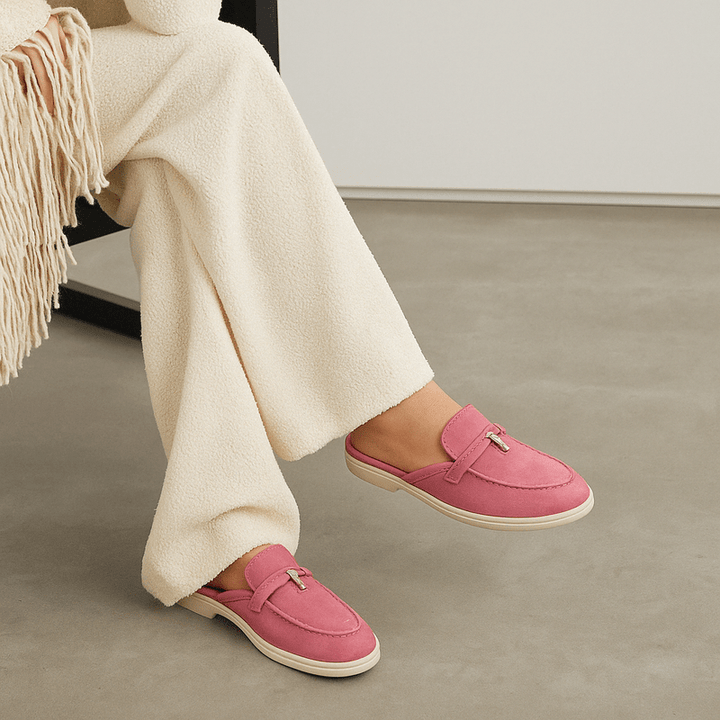 Women's Mules | Slip-On Comfort | Chic Buckle Detail | Faux Leather