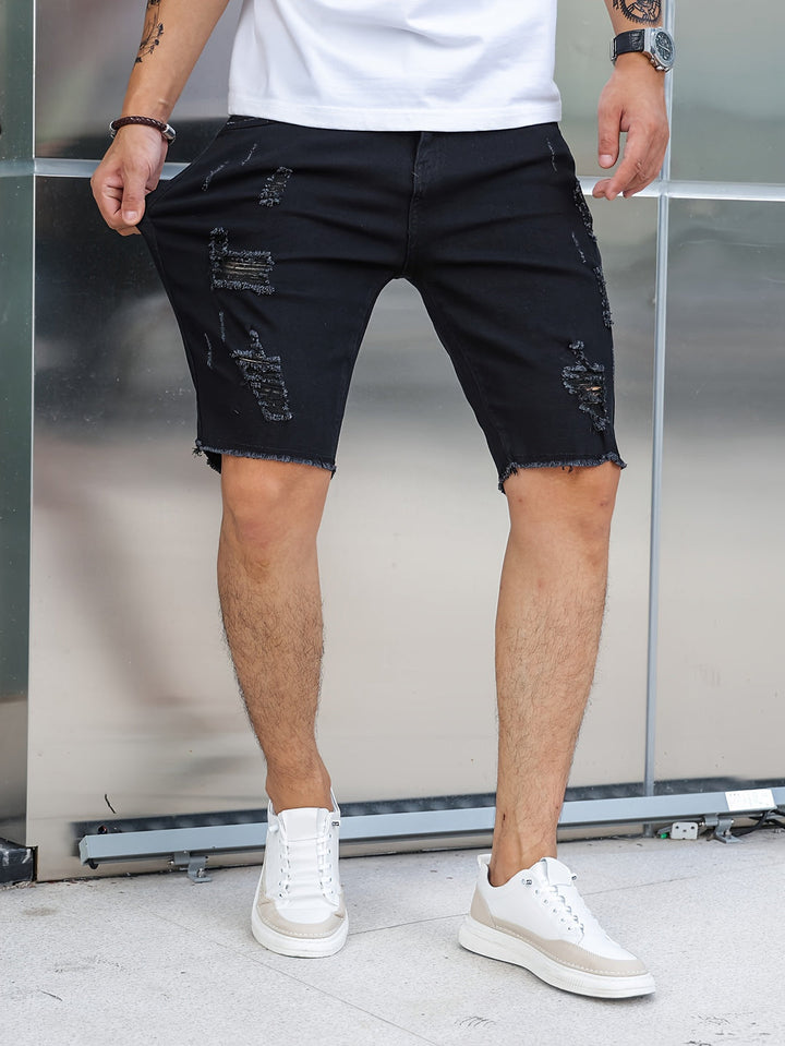 Men's Denim Shorts | Slim Fit & Stretch | Ripped Summer Jeans