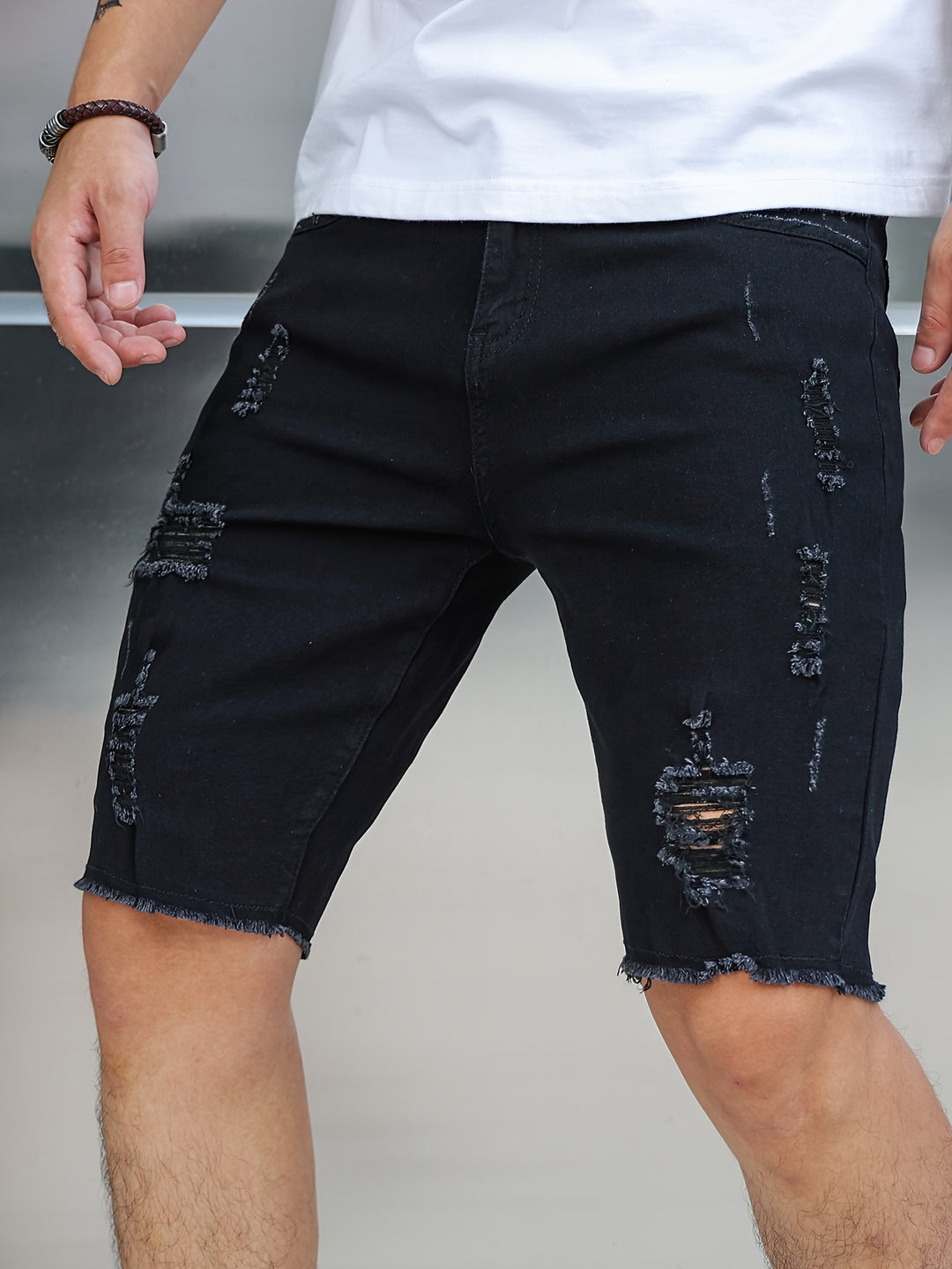 Men's Denim Shorts | Slim Fit & Stretch | Ripped Summer Jeans