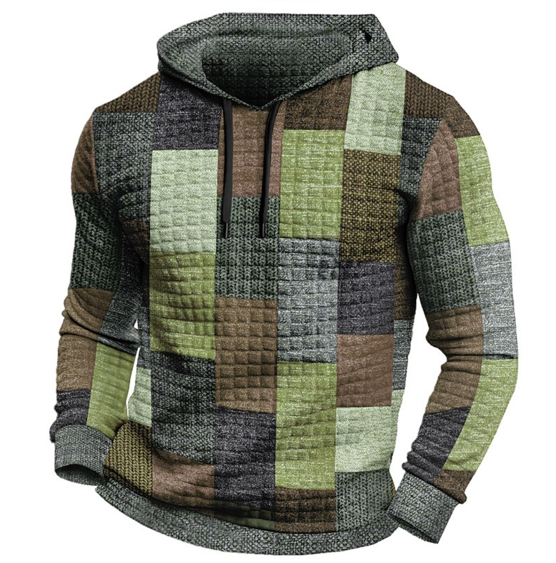 Men’s Hoodie | 3D Checkered Print | Streetstyle & Casual | Polyester