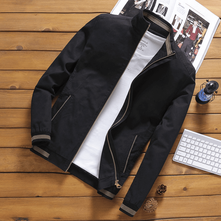 Men’s Jacket | Slim Fit Cotton | Zip Closure & Side Pockets | Short Length