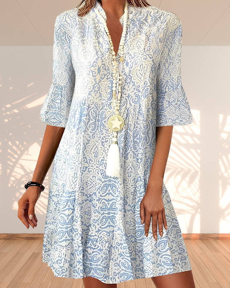 Women's Dress | Elegant Print & Flattering Fit | Versatile & Breathable | Polyester