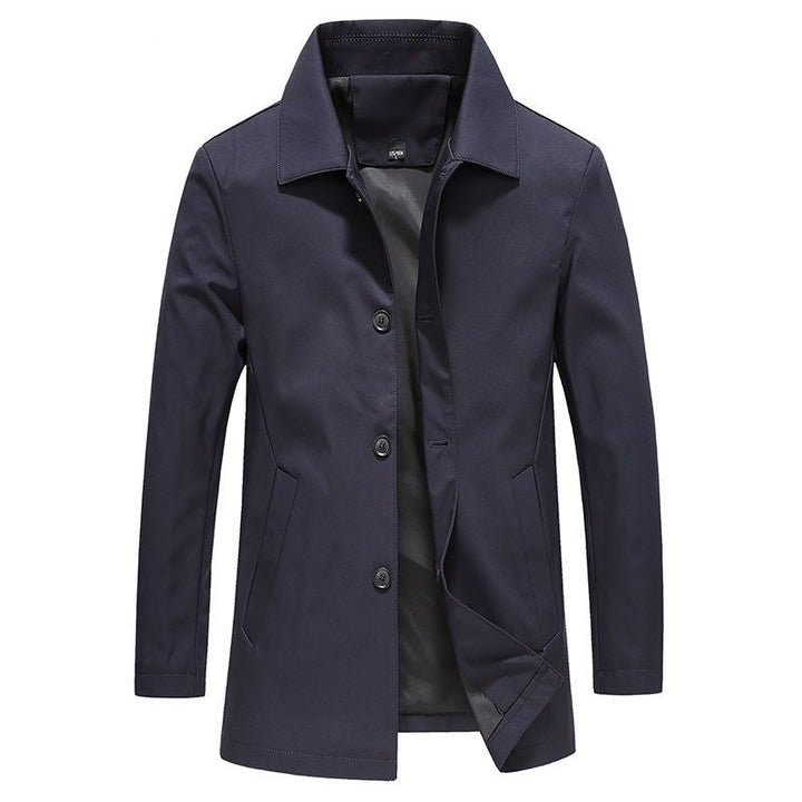 Men’s Long Coat | Windproof & Stylish | Fleece Lining & Button Detail | Poly Cotton Blend