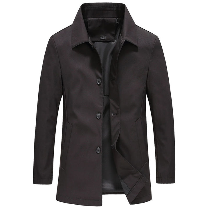 Men’s Long Coat | Windproof & Stylish | Fleece Lining & Button Detail | Poly Cotton Blend