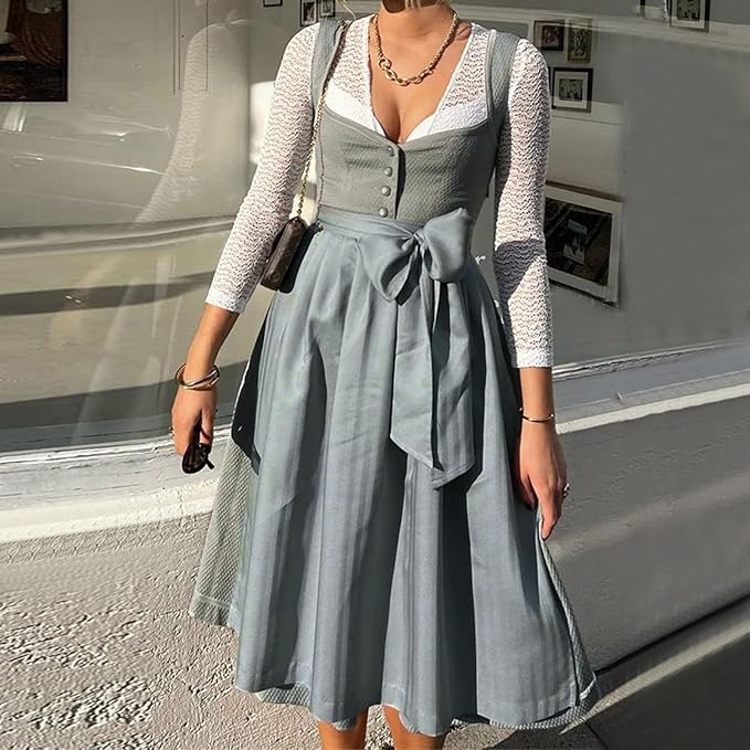 Women's Dress | Elegant Oktoberfest Style | Classic Cut & Decorative Details | Polyester