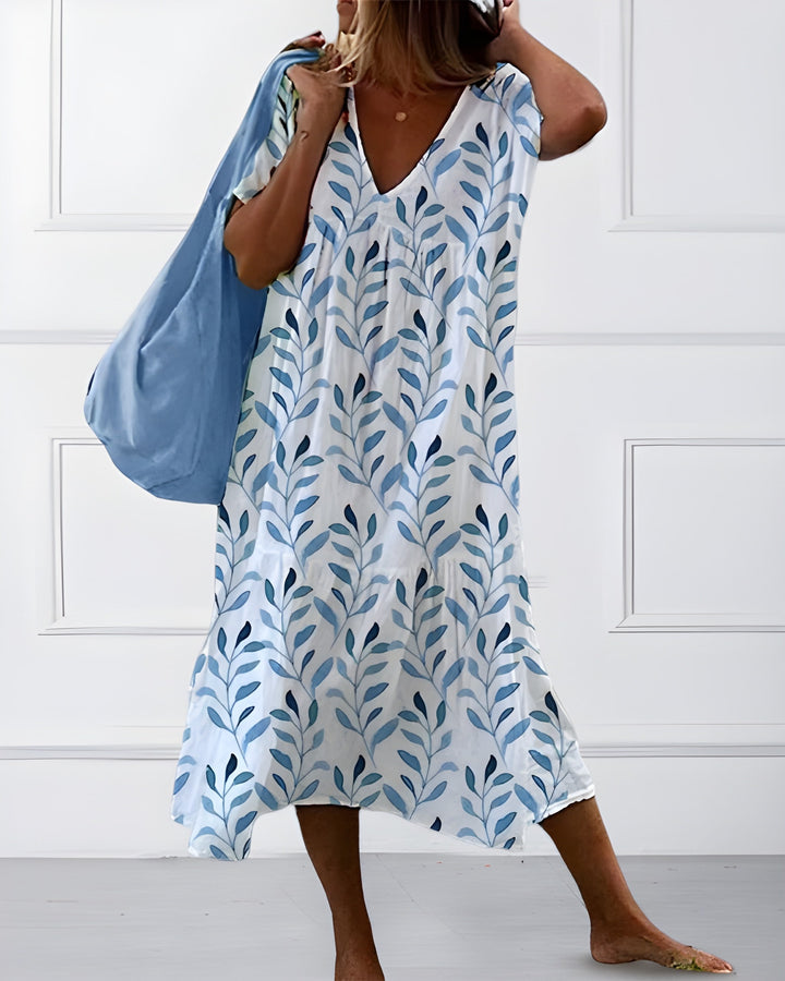 Women’s Dress | Leaf Print & Flattering Silhouette | Lightweight Summer Feel | Polyester