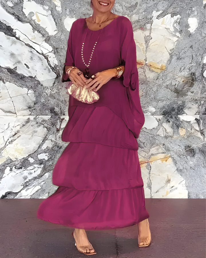 Women's Dress | Layered Chiffon & Elegant Fit | Flowy & Timeless Silhouette | Polyester