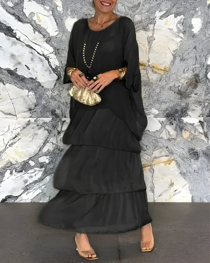 Women's Dress | Layered Chiffon & Elegant Fit | Flowy & Timeless Silhouette | Polyester