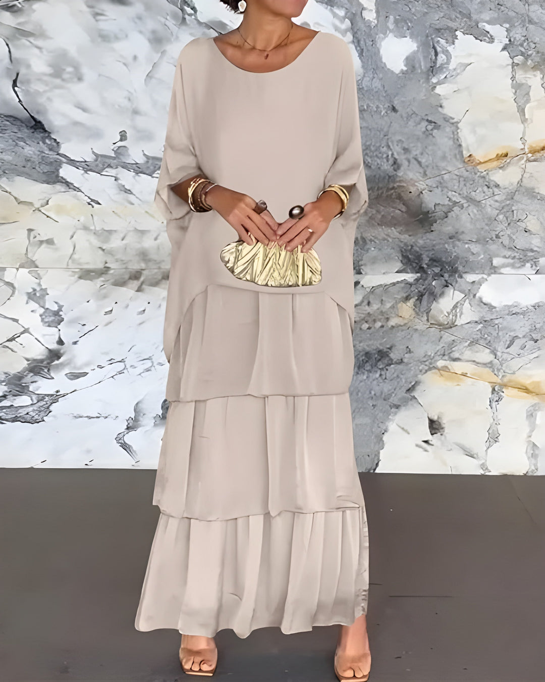 Women's Dress | Layered Chiffon & Elegant Fit | Flowy & Timeless Silhouette | Polyester