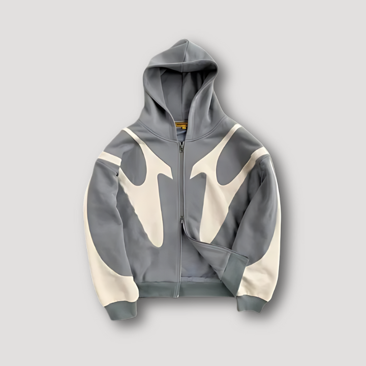 Men's Zip Hoodie | Patchwork Streetwear Style | Comfortable & Trendy | Poly Cotton