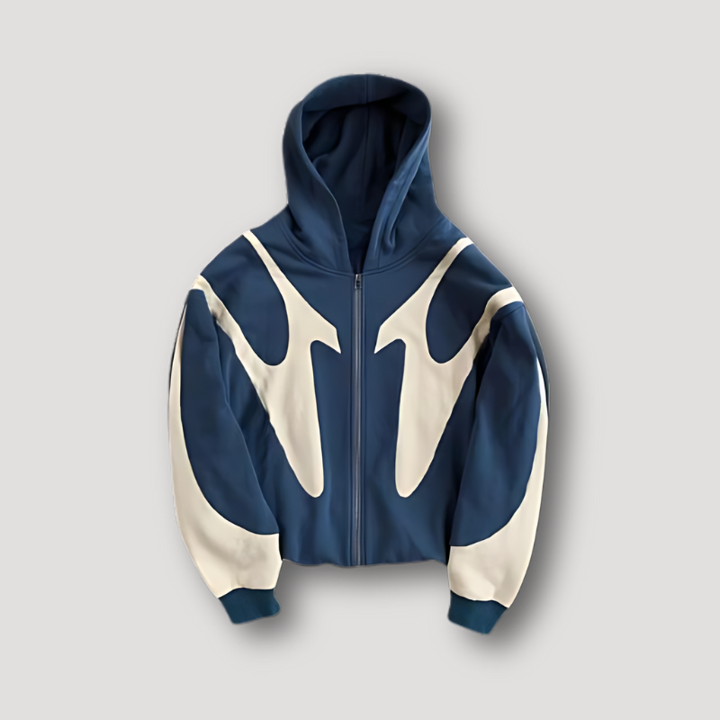 Men's Zip Hoodie | Patchwork Streetwear Style | Comfortable & Trendy | Poly Cotton
