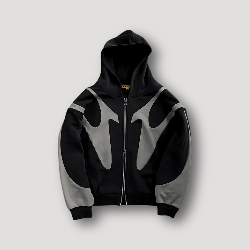 Men's Zip Hoodie | Patchwork Streetwear Style | Comfortable & Trendy | Poly Cotton