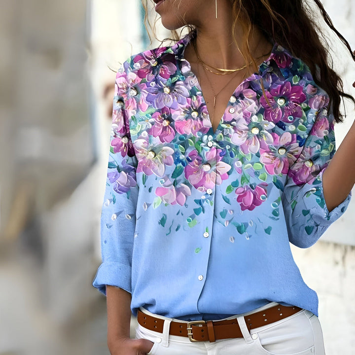 Women's Printed Blouse | Relaxed Fit | Contemporary Elegance | Polyester