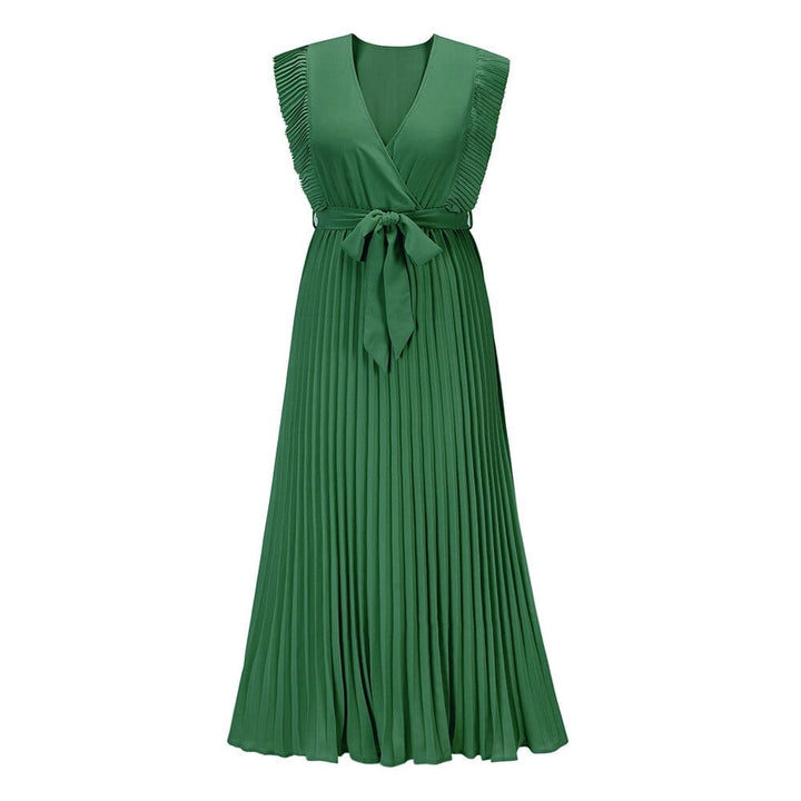 Women’s Boho Dress | V-Neck Elegance | Flowing Fit & Vibrant Green | Polyester