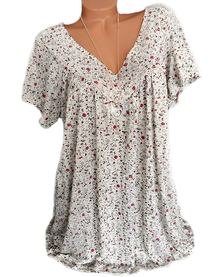 Women's Blouse | Soft & Breathable | V-Neck & Short Sleeves | Polyester